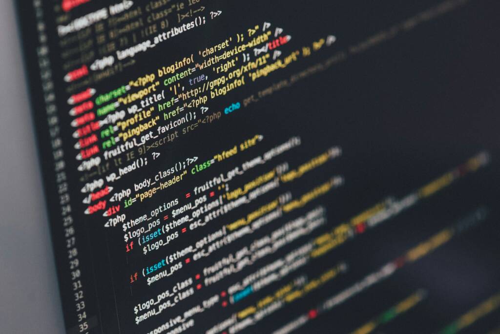 Screen showing HTML coding